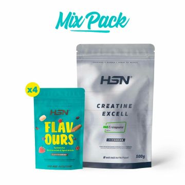 CRÉATINE EXCELL (100% Creapure®) EN POUDRE + AROMATISANTES - MIX PACK
